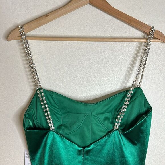 Ieena for Mac Duggal emerald green square neck line long gown dress size 4 - Picture 9 of 16